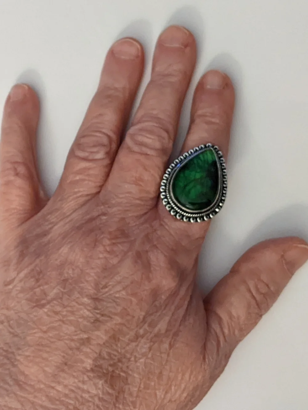Green Labradorite Gemstone 925 Sterling Silver Handmade Ring